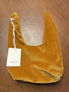 Merit Beauty The Signature Bag Brown Tan Corduroy Makeup Bag Purse